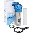 Aquafilter NSF Certified Inline Drinking Water Filtration System 10" RO, Whole House, 3/4” Inlet and Outlet BSPT for Municipality - Removes All Impurities From (Single Stage)