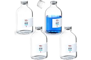 Biomed Solutions Sterile leere Phiole mit wiederverwendbarem Kunststoffdeckel, fertig zum Befüllen von Glasbehältern, Flüssigkeitsinjektionsflasche versiegelt mit selbstheilendem Injektionsanschluss