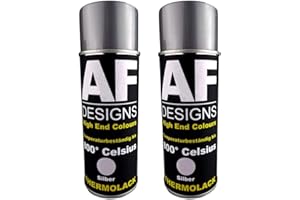 Alex Flittner Designs Thermolack Spray Lot de 2 bombes aérosol de peinture pour four et pot d'échappement Résistant à la chaleur 800 °C - Argent - 400 ml