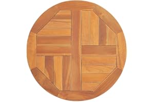 ‎VIDAXL vidaXL Teak Massiv Tischplatte Massivholzplatte Holzplatte Ersatztischplatte Holz Platte für Esstisch Esszimmertisch Rund 2,5cm 50cm