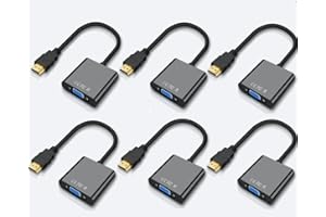 LBSC HDMI to VGA Adapter,1080P HDMI to VGA Converter (Male to Female) for Computer, Desktop, Laptop, PC, Monitor, Projector, HDTV, Chromebook, Raspberry Pi, Roku, Xbox and More (Black-6pcs)