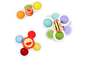 Dyaucwpo 3 Pezzi Spinner per Bambini, Giocattolo con Ventosa Girevole, Gioco per Seggiolone, Giocattoli Sensoriali