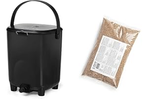 Biolan Bokashi Kit de composteur de Cuisine (10 l) avec Activateur de Fermentation EM 1 kg (Noir)