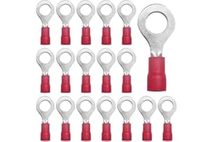 CEEYSEE 100 Pezzi Anello Capocorda Elettrico Terminale Connettori Elettrici Diametro Foro M6 Crimpare Connettori – Per Cavi Da 0,5 – 1,5 mm² (Rosso/YPRH6)