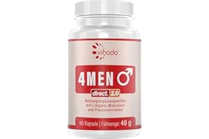 Vihado 4MEN direct 2.0 - Männer Kapseln extrastark - SOFORT Rezeptur hochdosiert - mit L-Arginin, Maca, Tribulus Terrestris, 