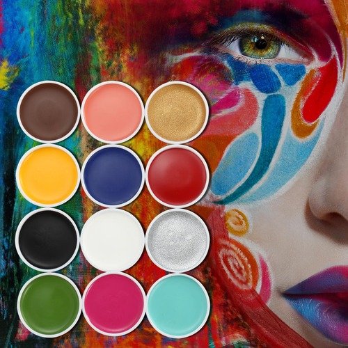 Schminkpalette Kinderschminke Naturschminke Palette mit 12 Farben und Glitter Make Up Set - 3