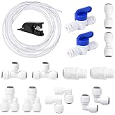 Vexnaro Water Hose Kit 1/4 Inch 5 m, Supply Pipe with Straight Angled Connectors T and Y Valves and Cutter, Accessories for R
