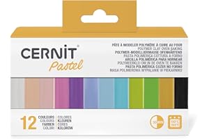 DÉCOPATCH CERNIT CEASS002C - Un Assortiment 12 Pains de Pâtes Cernit 25g - Pâte polymère assortiments de 12 couleurs pastels - Gamme number one - Modelage, DIY adultes
