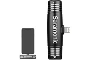 Saramonic Microphone Lightning Plug & Play pour iPhone, SPMIC510DI Microphone à condensateur stéréo Compact X/Y avec Port Lightning certifié MFI iPhone Apple Mic Compatible avec iPhone iPad iOS