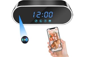 Tebetu Mini Telecamera WiFi Interno Nascosta HD 1080p, Microcamera Spia WiFi Invisibile con Audio 2.4G & 5G, Orologi con Mini Telecamera Spia, Spy Cam con Nisione Notturna IR per Casa, ufficio, ecc