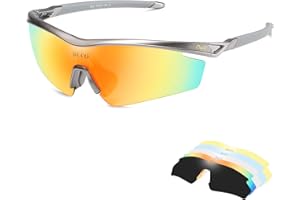 DUCO Polarized Sports Cycling Sunglasses for Men with 5 Interchangeable Lenses for Running Golf Fishing Hiking Baseball 0020