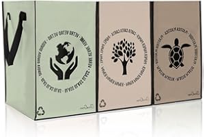 Shiva Green Mulltrennsystem 3fach - Recycling System - Altglas Sammelbehälter - Leergut Sammelbehälter - Altpapier Sammler - aus Plastik und Glas mit Deckel - Müll