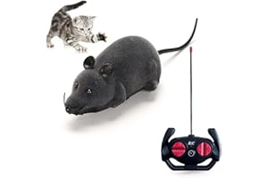 MYCREATOY MYCreator Remote Control Fake Rat Realistic Mouse Cat Toy Mice RC Toy Cat Mice Animal Interactive Toy Figures Cat Running Wheel Wireless Hunting Prank Joke Scary Trick