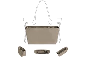 DGAZ Organizador Bolsos de Seda, Organizador Bolsa Interior Ligera para Neverfull PM/MM/GM, inserto de bolsa para bolso (Gris tourterelle, GM)