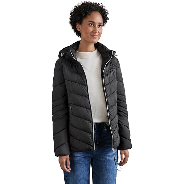 Street One Lange gewatteerde jas voor dames, Berry Brown, 42