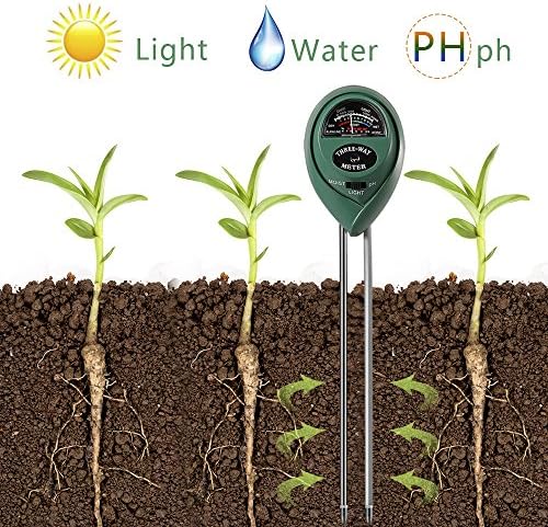 3 in 1 Soil Tester for PH, Light &amp; Moisture, Plant Test Kit for Home and Garden, Farm, Lawn, Indoor &amp; Outdoor, Easy Read Indicator (No Battery Needed)