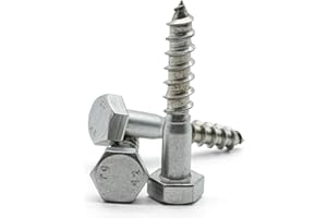 Hippo Hardware M6 (6mm X 30mm) Coach Screws A2 Stainless Steel Hex Head Lag Bolts Wood Screw DIN 571 (Pack of 10)
