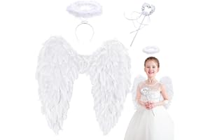 Takmor Angel Wings and Halo, Adult Angel Costume for Women and Girls - Halloween Party Cosplay