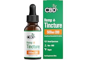 CBDfx 500mg CBD High Strength CBD Oil, Improved Purity, All Natural, Vegan, Non-GMO, Broad Spectrum, Blended with MCT Oil, No THC, 30ml (30 Days)
