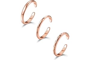 ORAZIO 3Pcs S925 Sterling Silver Simple Toe Rings for Women, Hypoallergenic Finger Ring Single Line Minimalist Toe Rings, Adjustable Tail Band Rings Summer Beach Foot Jewelry Set