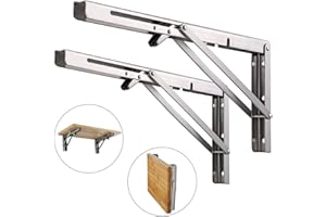 WMMADAY Professionelle Klappkonsole Schwerlast, Edelstahl Klappkonsolen Klappkonsole Tisch Klappregalhalterungen Klappträger Regalträger für Bänke und Regale (450mm, 2 Stück)