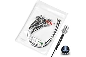 CHANZON [Cavo UL] 5 pezzi 8mm montaggio a pannello + 5mm indicatore LED bianco (lente rotonda trasparente) 12V generale installazione incorporata indicatore del cruscotto luce presa pannello