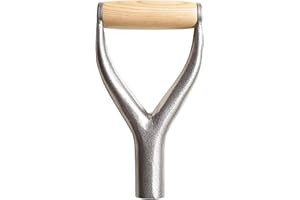 YIUS Schaufel D Griff, Metall-Schaufel Ersatzgriffe mit Holzgriff|3,1 cm Innendurchmesser Gartenzubehör für Rasen Bauernhof Garten Schneeräumung Spaten Gabel
