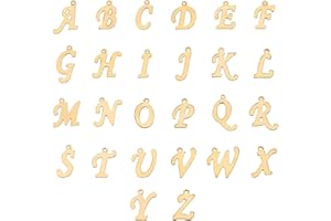UNICRAFTALE - Colgantes de acero inoxidable con letras az, encantos de letras y colgantes de alfabeto cortados con láser dorado para pulseras, fabricación de collares y pendientes