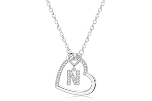 LIHELEI Damen Halskette Herz Buchstabe 925 Silber Kette Damen Personalisiere Kette, Geburtstags und Weihnachten Geschenk Für Frauen Mädchen Mama Freundin - A-Z