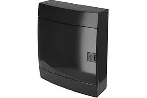 Quadro Elettrico da Parete 2 File per 24 Moduli 112,5x286x340,5 mm IP40 – Nero Scatola di Distribuzione in ABS – Centralino per Impianti Elettrici da Interno – Horoz Electric