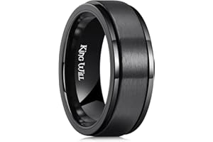 King Will Bague tournante en acier inoxydable poli pour homme et femme Noir 8 mm