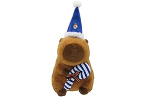 CYPBRANDS CyP Brands- Real Madrid,Capibara de Peluche con Gorro de Papá Noel, Muñeco Navideño Suave y Tierno, Regalo Original para Niños y Adultos