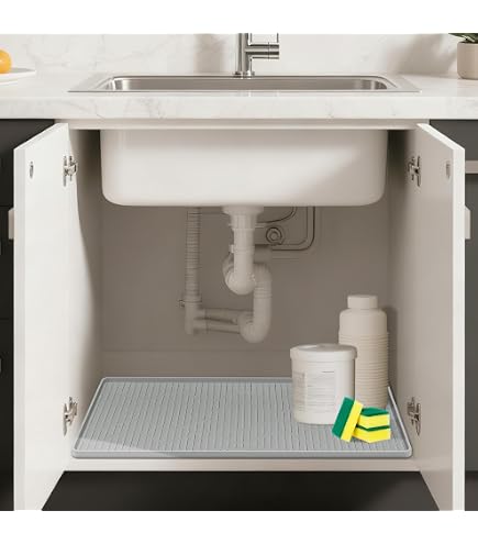 Tappetino Sottolavello In Silicone Vangostella, 55,9x48,3cm, Impermeabile Con Bordo Rialzato - 5