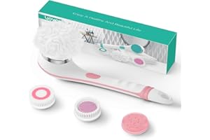 VOYOR 4 in 1 spazzola schiena doccia eletric spazzola per il corpo spugna doccia spazzola per lavare la schiena Long Handle for Exfoliating,Skin Cleansing,Cordless Rechargeable Massage BC100 (Rosa)