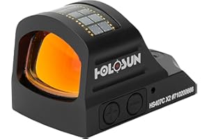 Holosun HS407C-X2 Offenes Reflex Rotpunktvisier + 2MOA Punkt Absehen, Solarzelle, Schwarz, Jagd, Sportschießen Softair, Tactical Mini - 70149029