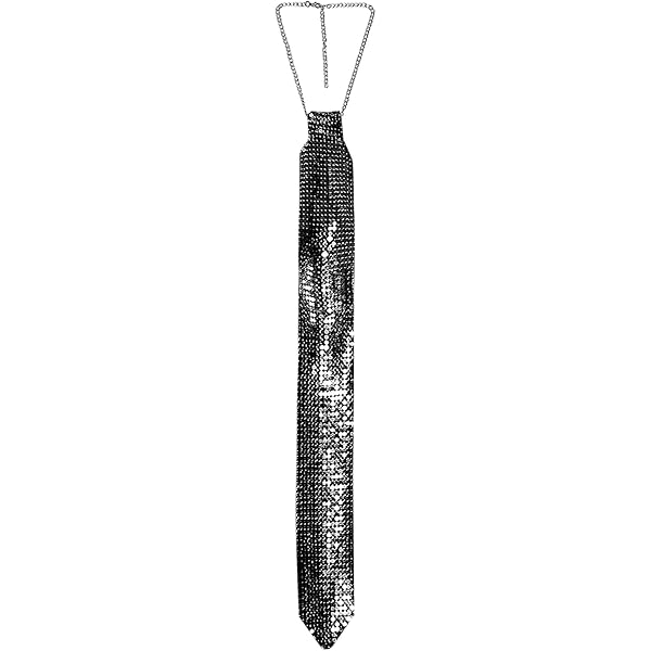 Cravatta Con Strass Bianchi Scintillanti – 129 Cm, Lega Con Cristalli, Accessorio Donna Per Feste, Matrimoni, Cosplay, Punk