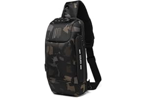 OZUKO Sling Cross Body Backpack, USB Anti-Theft Men's Chest Bag Casual Shoulder Bag (Camouflage)