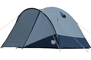 TIMBER RIDGE 4 Man Tent Standing Height 190 cm Camping Tent Waterproof with Awning Ventilation Vents Lightweight Family Dome Tent for Outdoor Travel Hiking Garden Festival