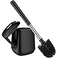 SetSail Toilet Bowl Brush and Holder Automatic Toilet Brushes for Bathroom with Holder Ventilated Toilet Cleaner Brush for Toilet Scrubber Cleaning - Black
