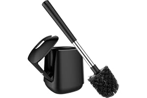 NILEHOME Toilet Bowl Brush and Holder Automatic Toilet Brushes for Bathroom with Holder Ventilated Toilet Cleaner Brush for Toilet Scrubber Cleaning - Black