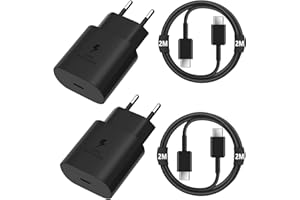 BIHPJD 2PC USB C Chargeur pour Samsung, 25W PD3.0&PPS Chargeur Rapide Mural avec 2M Type C Câble de Charge Rapide Adaptateur pour Samsung Galaxy S22/S21+ fe 5G/S20 Ultra/Z Flip 3/Z Fold 3 5G/Note 20/10