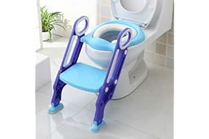 STAREX Potty Toilet Seat Adjustable Baby Toddler Kid Toilet Trainer with Step Stool Ladder for Boy and Girl (Purple & Blue)