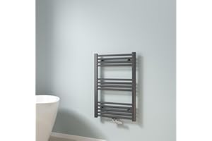 EMKE Toallero Baño Radiador, 75 x 50 cm, Tubo Redondo,Antracita, secador de Toallas con conexión Central, radiador secador de Toallas de Agua Caliente