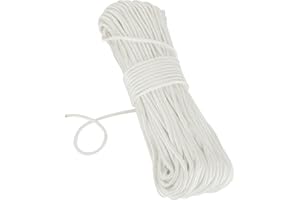 ZOFORTY ZOFUN 60M/196 Ft White Nylon Rope, Strong Woven Nylon Cord 6 mm, Heavy Duty Flagline White Rope Multipurpose, UV Resistant Nylon Flag Pole Rope for Camping Gardening Bundling Outdoor Usage