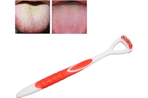 HURRISE Brosse À Langue, Grattoir À Langue, Élimination De La Mauvaise Haleine, Brosse À Langue, Outil De Nettoyage Pour Soins Bucco-Dentaires, Nettoyeur De Langue Pour Adultes Et Enfants(Rouge)