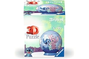 Ravensburger - Puzzle 3D Ball - Disney Stitch & Angel - A partir de 6 ans - 54 pièces numérotées à assembler sans colle - A collectionner - Support inclus - 11599