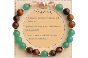 UEUC Heilstein-Perlenarmband für Frauen, Armband mit natürlichen Edelsteinen, Gleichgewichtsschutz, spirituelles Kristallperlenarmband zur Angstlinderung mit Bedeutungskarte