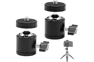 WQNNQW 2 Pièces Rotule Photo,Rotule,Pivotante 360° Rotule De Suspension, 1/4" Rotule pour Trépied Ball Head Mount, Mini Trépied Tête Sphérique en Métal,pour Appareils Photo, DSLR, Monopod, Tripod Etc