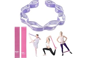 DYMHQ Hochelastischer Yoga Stretching Strap, Yoga Stretch 8 Schleifen Gurt, Erweitern Dehnung Gymnastikband, Elastisch Resistance Bands, Fitness Stretch-Hilfsgurt für Körperformung Schöner Rücken