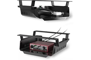 YaGee Przekładana półka pod biurko, 2 sztuki, samoprzylepne przechowywanie urządzeń, świetny organizator na biurko do pracy i zarządzania kablami